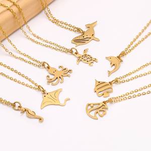 Stainless Steel Marine Life Necklaces Dolphin Sea Turtle Octopus Shark Pendants Necklaces Personalized Women's Chain <b>Choker</b> - Product Image 2