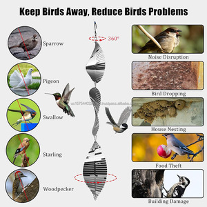 Déterreur d'oiseaux à énergie éolienne en acier inoxydable, sculpture 3D pour décoration extérieure suspendue, dispositif réfléchissant anti-oiseaux - Product Image 6