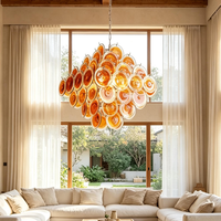Lampes suspendues en verre coloré de style français, en fer forgé de haute qualité, blanc/rouge/orange/bleu/vert, pour salon, bar, restaurant, maison