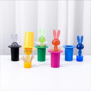 Cartoon Rabbit <b>Toothpick</b> Holder Press Type Self-Lifting Cotton Swab Storage Box Dustproof <b>Toothpick</b> Organizer Dining Table - Product Image 2