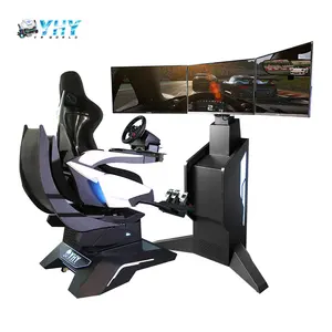 YHY Super Attractive 4D Vr Ride F1 Race Steering Wheel Game Machine 3 Screens Driving Vr Racing Simulator