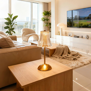 Lampade da Tavolo LED di Lusso <span class=keywords><strong>Vintage</strong></span> con <span class=keywords><strong>Paralume</strong></span> <span class=keywords><strong>in</strong></span> Cristallo Dorato, Dimmerabili, Ricaricabili, Senza Fili, con Controllo Touch per Ristoranti - Product Image 5