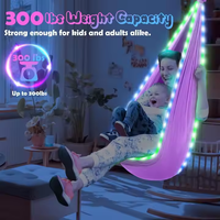 Chaise Balançoire LED Sensorielle Lumineuse pour Enfants, Écologique, 17 Couleurs, Télécommande, 7 Modes Clignotants, Étanche, pour Jardin, Aire de Jeux, Fête