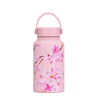 Vente en gros de gobelets à café de voyage personnalisés avec logo rose, mug isotherme sous vide en acier inoxydable 304, bouteille d'eau, gobelet