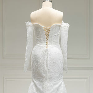 Jancember RL306 Belles robes de mariée sirène brodées à col bateau - Product Image 4