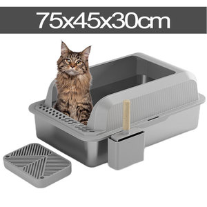 Super XL Large Enclosed Stainless Steel <strong>Cat</strong> Litter Box With High Side Easy Clean Metal <strong>Maine</strong> <strong>Coon</strong> Toilet for Large Big <strong>Cats</strong> - Product Image 4