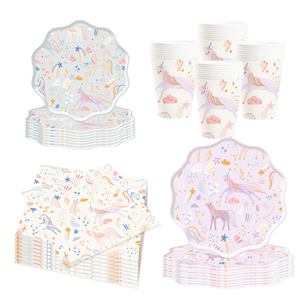 Decoraciones para Fiesta de Cumpleaños de Unicornio DAMAI, Platos y Servilletas de Papel de Unicornio Pastel Mágico, Juego de Vajilla de Feliz Cumpleaños de Unicornio - Product Image 5