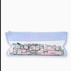 Pochette personnalisée légère et résistante à l'eau en PVC brodée pour tuiles de mahjong avec fermeture éclair, cadeau, logo DIY - Product Image 3