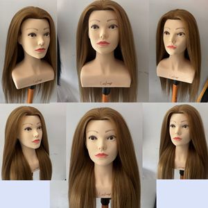 Tête de mannequin très longue à cheveux mixtes avec épaules, pour formation en <span class=keywords><strong>coiffure</strong></span> et cosmétologie, modèle de poupée pour entraînement de <span class=keywords><strong>coiffure</strong></span> - Product Image 4