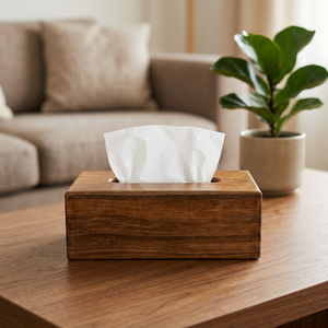 Boîte à mouchoirs en bois minimaliste faite à la main, porte-mouchoirs en bois massif, distributeur de serviettes de table naturel, décoration moderne pour la maison et le bureau - Product Image 3