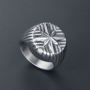 Titanium Steel Punk Men's <b>Ring</b> Eight Pointed Star Geometric Design Gift Jewelry SA1070 - Product Image 2
