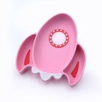 Juego de alimentación de silicona OEM para bebés, plato con ventosa de dinosaurios, tazón, cuchara, tenedor, 5 piezas, 0-12 meses, para niños pequeños, fácil de limpiar