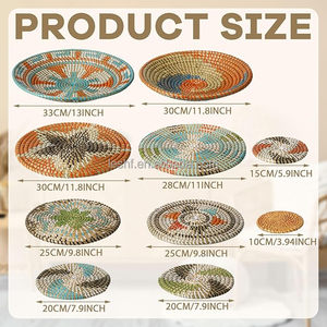 Set di 11 Cesti Rotondi da Parete <span class=keywords><strong>in</strong></span> Stile Bohémien, Decorazioni Rustiche per Cucina e <span class=keywords><strong>Casa</strong></span> di <span class=keywords><strong>Campagna</strong></span>, Arredo Estivo - Product Image 3