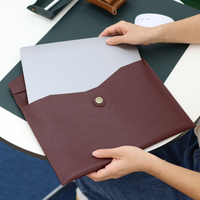 Pochette vintage en cuir PU pour ordinateur portable, fine et légère, avec bouton-pression, multi-usages, pour documents et tablette