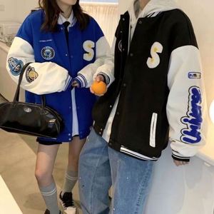 Nouvelle <span class=keywords><strong>veste</strong></span> de baseball en coton d'hiver avec broderie de lettres de marque et manches en cuir, pour couple, vestes en coton pour hommes - Product Image 4