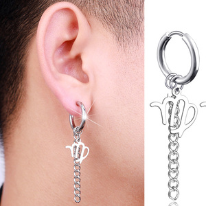 12 zodiac sgin earring stainless steel tassel <strong>horoscopes</strong> no pierced ear clip For women men hip hop jewelry - Product Image 1