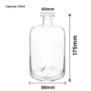 Elegante 25oz 750ml Licores Botellas Gin Ron Redondo Vacío Flint Glass Licor Boticario Whisky Envase - Product Image 6