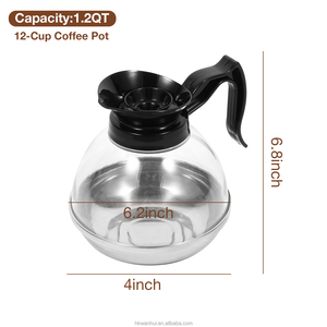 Carafe à café de remplacement en PC résistante à la chaleur, 12 tasses, avec base en acier inoxydable et bec verseur anti-goutte pour cafetière - Product Image 2