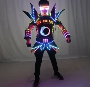 Hot Selling LED Diode Color Robot Costume Bar Glow Performance Dance Costume Lighting Led Dance Costume