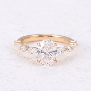 Anillo de Compromiso de Diamante de Laboratorio con Certificado IGI, Corte Ovalado, Diamante Cultivado en Laboratorio, Oro Real de 10K, DEF VVS, Nuevas Llegadas, Stock al por Mayor - Product Image 3