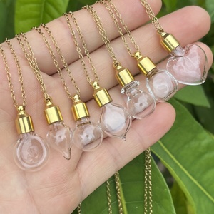 YIREPIN DIY Colgante de Vidrio en Forma de Tubo para Joyería, Perfume, Aceite Esencial, Urna, Frasco, Collar para Cabello Fetal y Cenizas - Product Image 3