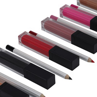 Ensemble de gloss hydratant et de crayon à lèvres liquide personnalisé, longue tenue, fini mat, vitamine E, plusieurs couleurs, étiquette privée, OEM personnalisable