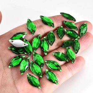 Strass en résine Oleeya à coudre, pierres précieuses en vrac, feuilles de cristal, strass à dos plat argenté à coudre pour robe de mariée - Product Image 3
