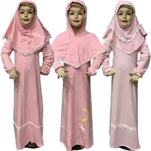 Muslim Islami Babya anak perempuan Ramadan Abaya dengan jilbab panjang penuh jubah Burka Maxi gaun anak kecil/balita bayi perempuan