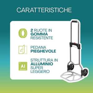 Folding Aluminum <b>Trolley</b> 38.5x41x99.5 Cm 70 Kg Capacity Telescopic Handle 2 Wheels Camping Cart - Product Image 4