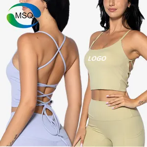 Custom Logo Backless Sexy Running Tops Quick Dry Sleeveless Gym Yoga Women's Tank Tops Breathable Fitness Workout Sports Bra