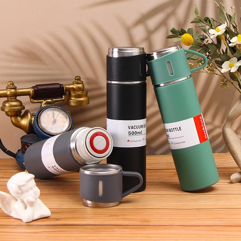 Portable 304 Stainless Steel 500ml Thermos Bullet Cup Coffee Mug Gift Set  Water Bottle Double Wall Thermos Cup