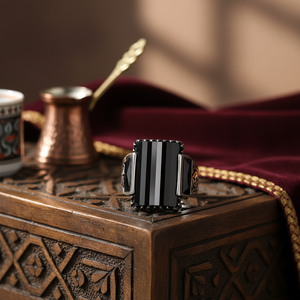 Oval Onyx Stone Tugra Design Ottoman <b>Men's</b> <b>Ring</b> Turkish Handmade Wholesale Authentic <b>Silver</b> <b>Men</b> <b>Ring</b> - Product Image 3