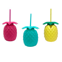 Plastic rietjes 600ml creatieve drinkfles kleurrijke ananas Luau tuinfeest bekers