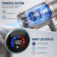 Aspirateur balai sans fil PWX2405 35,25 kPa avec capteur de poussière LED vert, diffusion vocale, filtration HEPA 4 couches, sans sac, pour usage domestique à sec