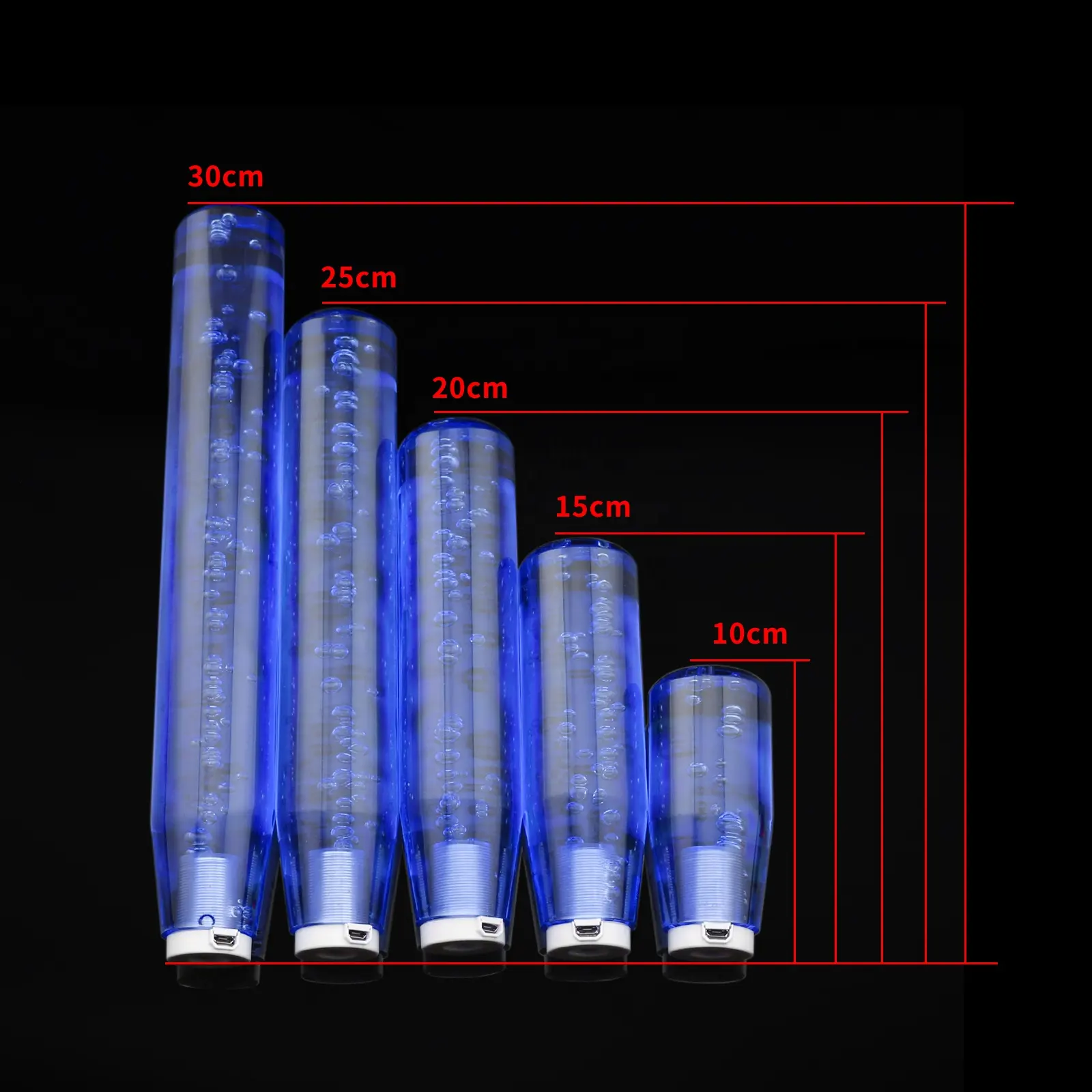 DTOUCHカーユニバーサルアクリルLED手動シフトノブクリスタルバブルスティックグラデーションシフノブ10CM 15CM 20CM 25CM 30CM