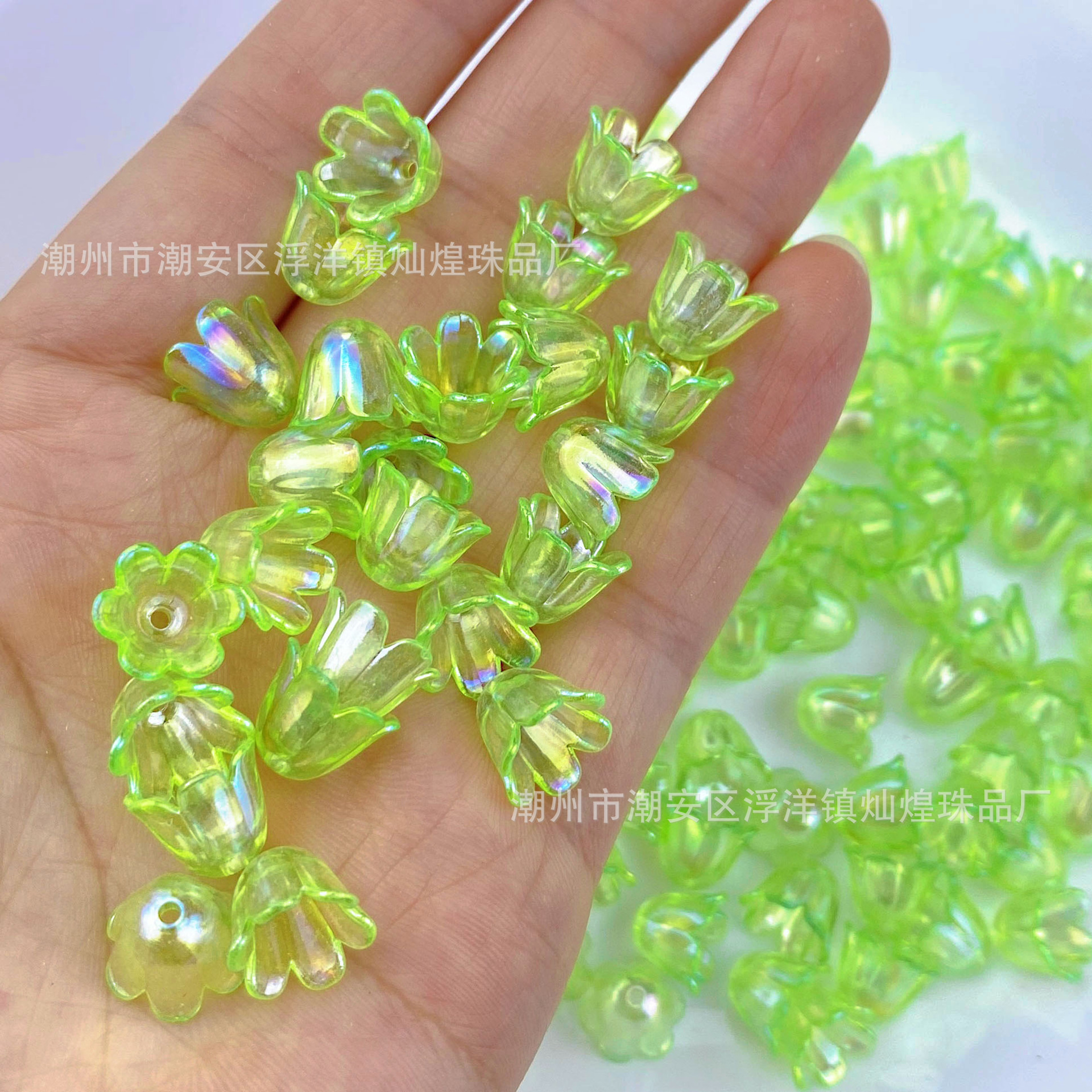 14 Campanules Vert Fluorescent aux Couleurs Translucides