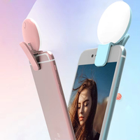 Lampe annulaire LED mini rechargeable à clip pour selfie, luminosité réglable, étanche en ABS pour téléphone portable - Offre Spéciale