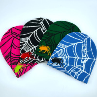 Gorro de Punto Jacquard Estilo Vintage Y2K con Diseño de Telaraña, Estilo Gótico Urbano, Sin Puño, Personalizado por el Fabricante, para Hombre