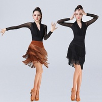 Robe de danse latine pour femmes, jupe à franges, costumes de scène pour compétitions de danse pour femmes adultes