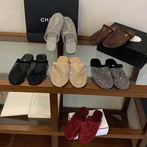 Mules de malla con lentejuelas para mujer, sandalias abiertas con pedrería, transpirables, suela de PU, entresuela de EVA, forro de microfibra, para todas las estaciones - Product Image 1