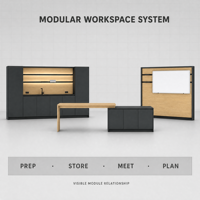 Ensemble de meubles de rangement modulaires ATWOKA pour bureau, unité de bar à café anthracite, meuble de classement verrouillable, panneau tableau blanc pour zone de détente