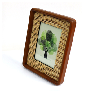 Cổ điển cổ điển mây và gỗ khung hình wicker Boho mộc mạc khung ảnh tùy chỉnh-bàn đứng và tường - Product Image 2