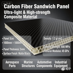 Plaque en fibre de carbone tissée hexagonale - Accessoires très légers - Product Image 4