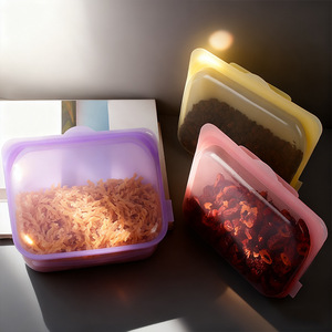 Food Grade Silicone Storage Bags Rolled Food Container <b>Microwave</b> Safe Reusable For Refrigerator Kitchen Use White <b>Yellow</b> Pink - Product Image 1