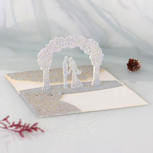 Cartes d'invitation de mariage écologiques et élégantes pour la fête des mères, impression numérique, cartes de vœux rectangulaires 3D pop-up avec enveloppe - Product Image 3