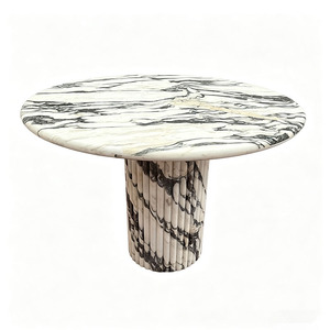 Table à manger ronde en marbre Calacatta Viola personnalisée avec base cannelée pour la maison, l'hôtel et la salle à manger - Product Image 1