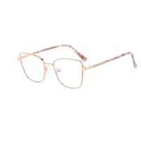 Kacamata mode bingkai optikal logam Cateye Model 29010 bingkai logo kustom kacamata Retro stok tersedia