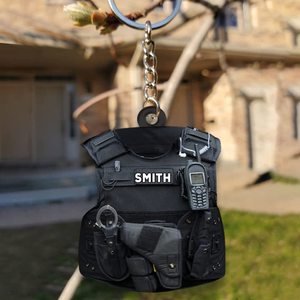 Llavero de regalo con diseño de policía, adornos acrílicos planos y creativos para mochila de hombre y mujer, llavero colgante. - Product Image 4