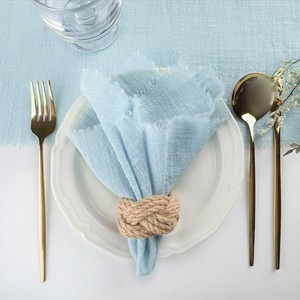 Zachte katoenen mousseline servetten met rafelrand, herbruikbaar, kleurrijk, handgemaakt, voor bruiloft, feest of tafeldecoratie - Product Image 5