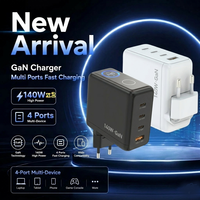 Adaptateur de voyage universel pour ordinateur portable USB C PD 3.1 140W, chargeurs muraux multi-ports haute puissance Gan, chargeur Gan 140W avec écran